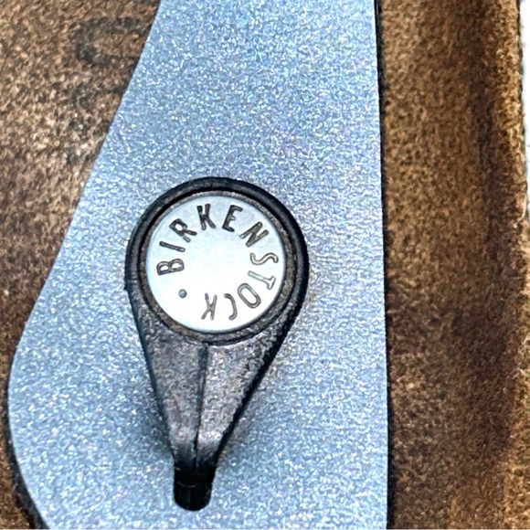 Birkenstock Women's‎ Birko-Flor Gizeh Pewter Blue Sandals Thong Leather 36EU - Picture 3 of 16